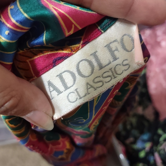 Aldofo kaleidoscope 80s 90s Paisley silky button down night shirt S/m - Picture 6 of 9